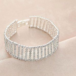 Rhinestone Cutout Stretch Bracelet